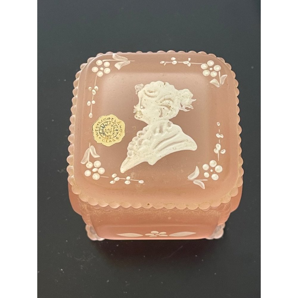 Vintage Westmoreland Frosted Pink Trinket Box